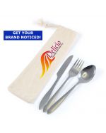 Metal Cutlery Sets in Logo Bags