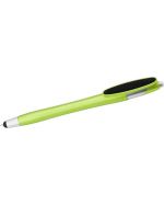 Plastic Ball pen with screen cleaner and rubber tip