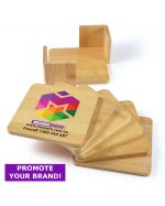 Set of Six Bamboo Coasters With Branding